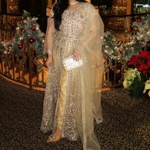 Elegant Gold Evening Gown